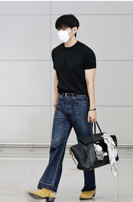 BTS's V at the airport with the New Celine Luggage