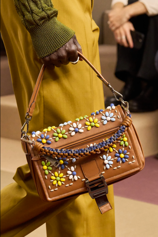 Fendi brown flower beaded bag